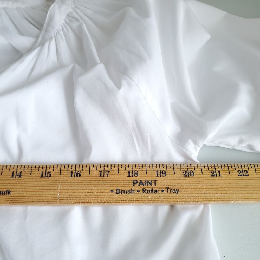 Lake Brunch Midi White Blue Cotton Dress XS Coastal Casual Resort Beach Flaw - Picture 8 of 10